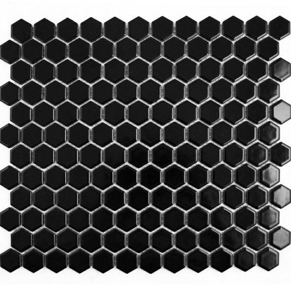 Pixel Black Hexagon Gloss 23x23