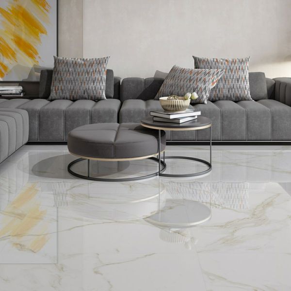 Palatina Gold Gloss 60x60 Marble Effect Tiles
