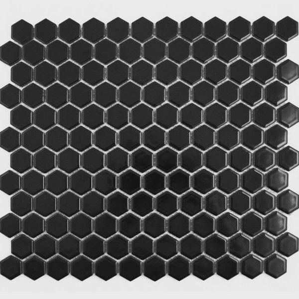 Pixel Black Hexagon Matt 23x23