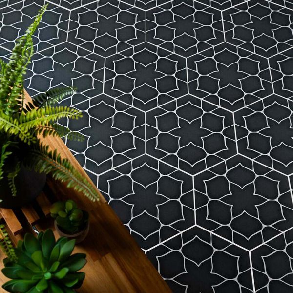 Kerala Hexagon Charcoal Tile