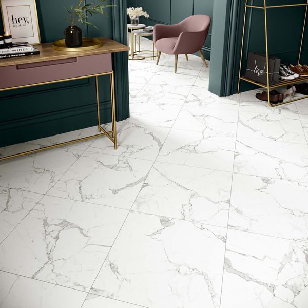 Versailles Carrara Marble Effect Matt 600x600 Tiles