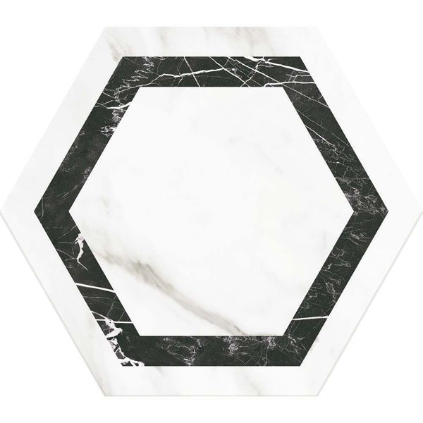 Venato Hexagon Dark Grey Marble Effect Tile