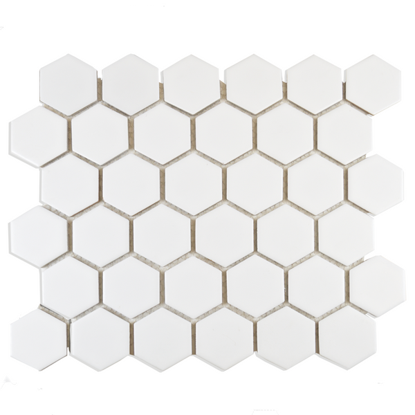 Pixel White Hexagon Matt 50x50